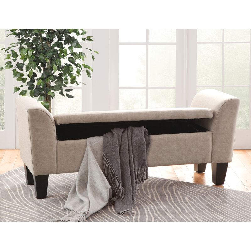 Banc de rangement tapissier avec accoudoirs Claire, Beige