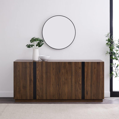 70" Contemporary Minimalist Sideboard Cabinet, Dark Walnut
