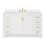 Meuble-lavabo simple en bois massif 61 po Freitas avec plateau en quartz blanc pur 1,5 po, évier central ovale Freitas-618993083-552772636-618993082