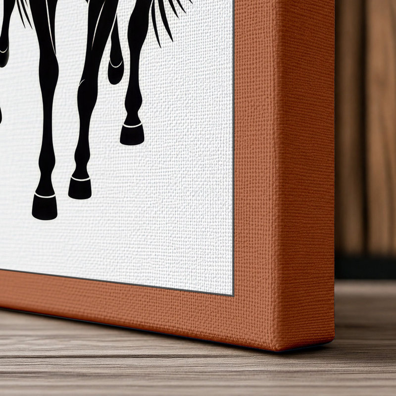 Three Horses in Motion Modern - Wrapped Canvas, 36x24 - 91.4 x 61.0 cm, Terracotta Border
