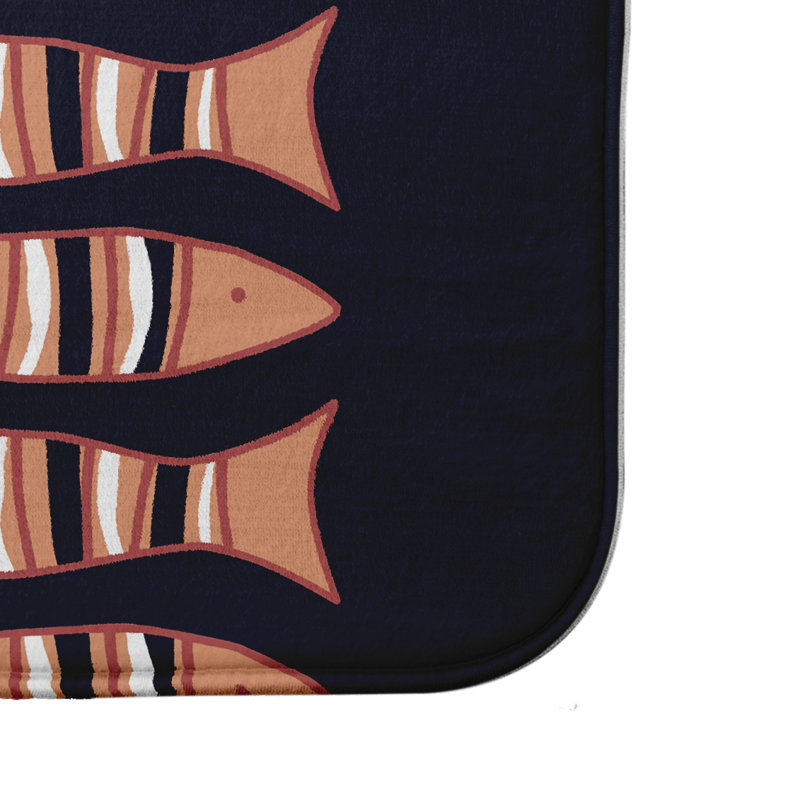 Dominguez Non-Slip Bath Mat, 17" W x 24" L, Navy 