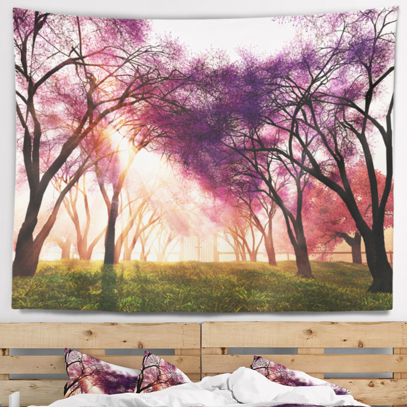 Tapisserie de jardin en polyester à fleurs japon avec accessoires suspendus inclus, H 32 po x l 39 po