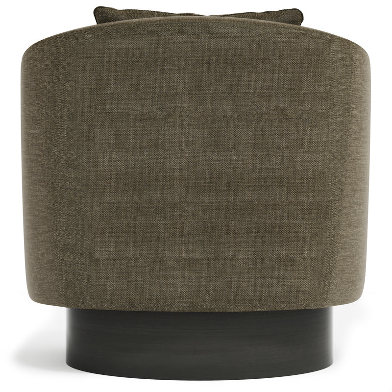 Camino Upholstered Swivel Barrel Chair, Brown Polyester Blend
