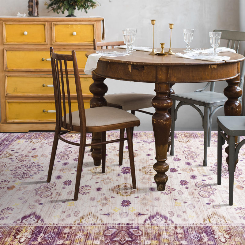 Washable Soft Vintage Rug Fashion Floral Rug For Living Room Dorm Decor, Rectangle 5' x 8'