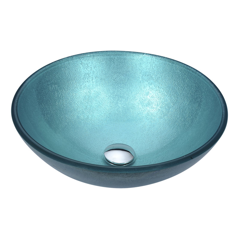 ANZZI Posh 16.5'' Glass Circular Bathroom Sink, Coral Blue
