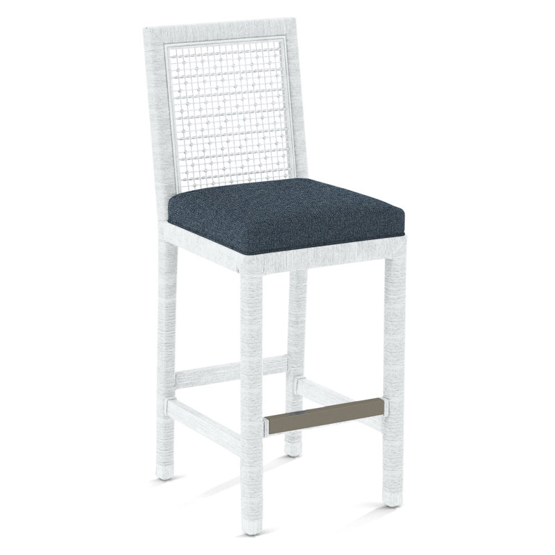 Pine Isle Bar Stool, Moss Chenille; 0344-43, Frost White