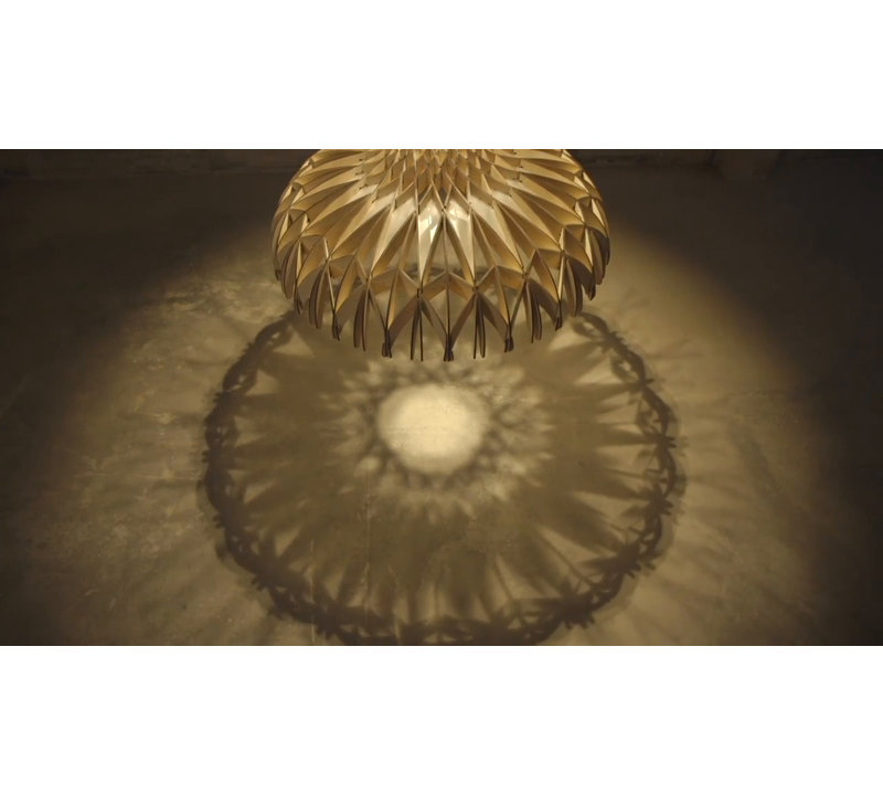 Bover Dome 60 Adjustable LED Pendant in Matte White with Natural Wood Shade