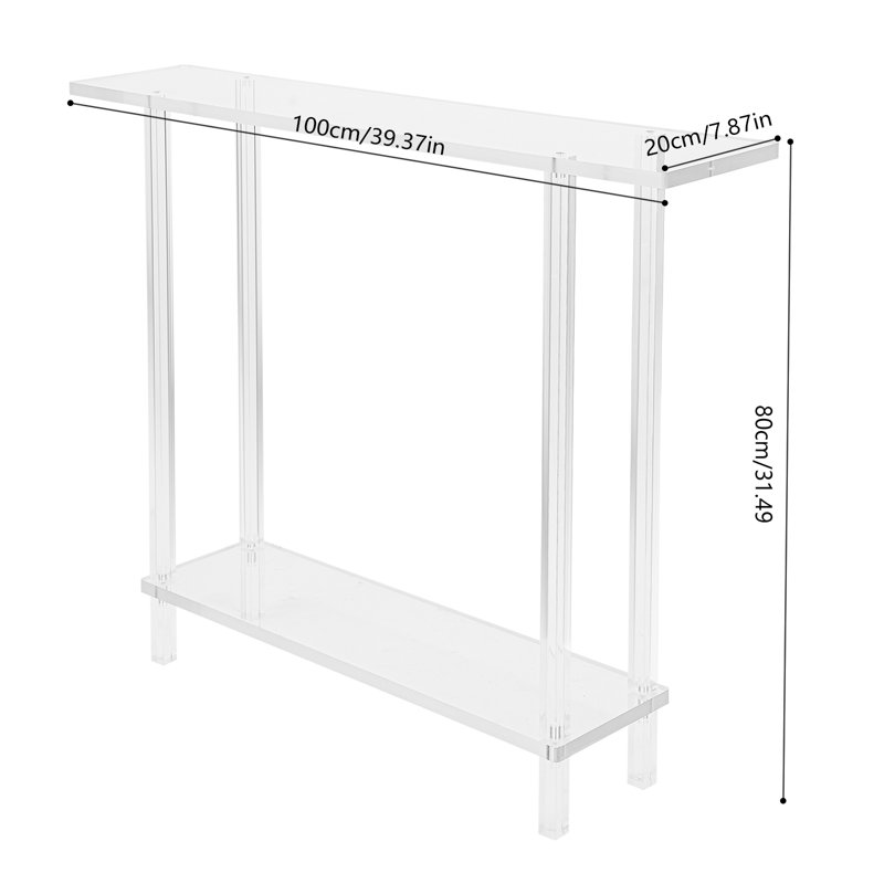 2 Tiers Freestanding Clear Acrylic Table With Open Shelves