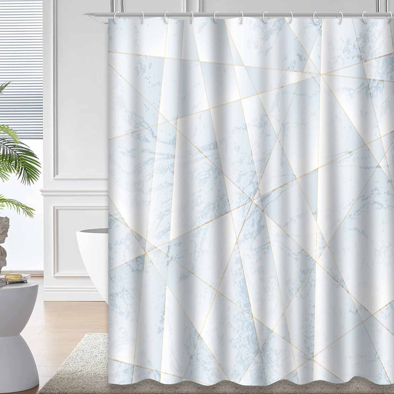 Rideau de douche Grunge Marble Abstract Tech Blue avec 12 crochets, L 72 po x l 72 po