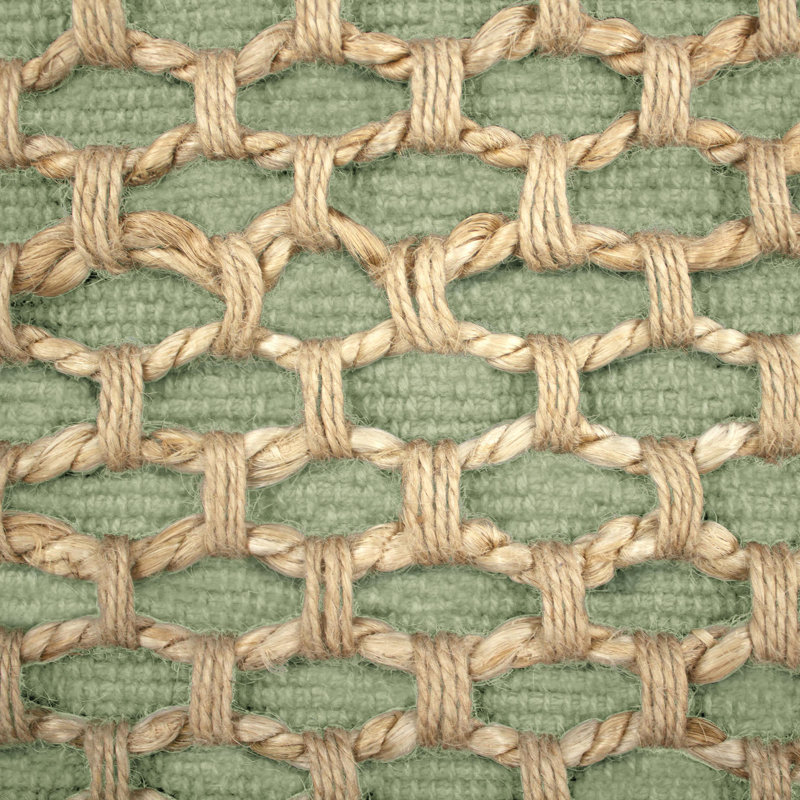 Sage Green and Natural Woven Jute Square Throw Pillow