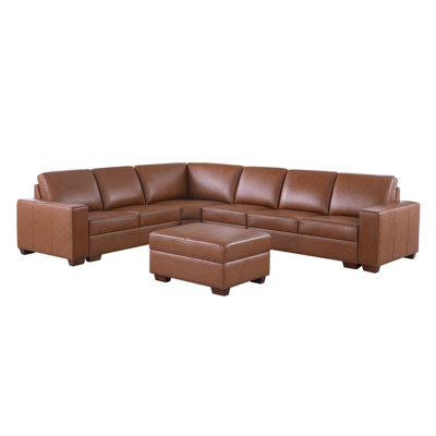6 - Piece Genuine Cowhide Leather Luxury Living Room Sectional Set by Latitude Run