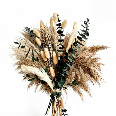 Arrangement de fleurs artificielles de fleurs de pampas séchées (vase non inclus)