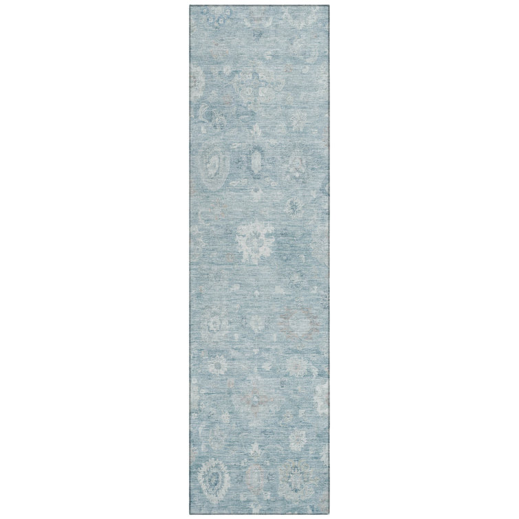Machine Washable Indoor/Outdoor Xhevrie Blue Rug