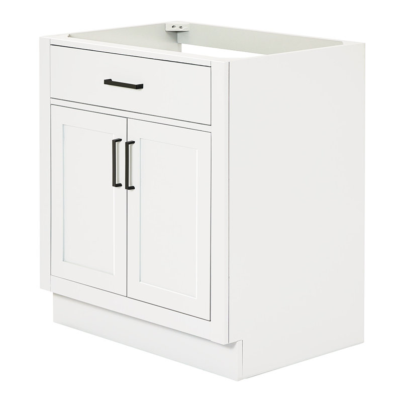 Osoria 30'' Solid Wood Single Bathroom Vanity Base Only, Base Cabinet without Top, White
