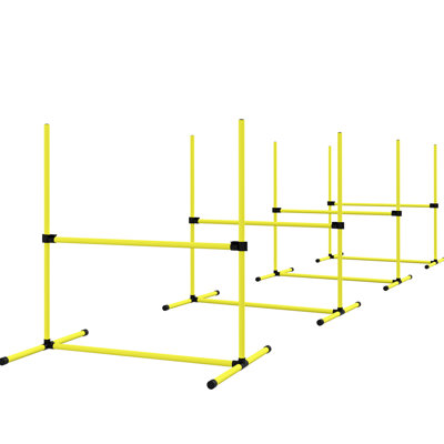 4 Piece Adjustable Height Dog Agility Training Kit With Portable Carry Bag In Yellow - Outfit Jump Bars And Case