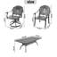 Ensemble de salle à manger 9 pièces en fonte d'aluminium toutes saisons comprenant 2 chaises pivotantes, 6 chaises et une table rectangulaire avec cadre noir