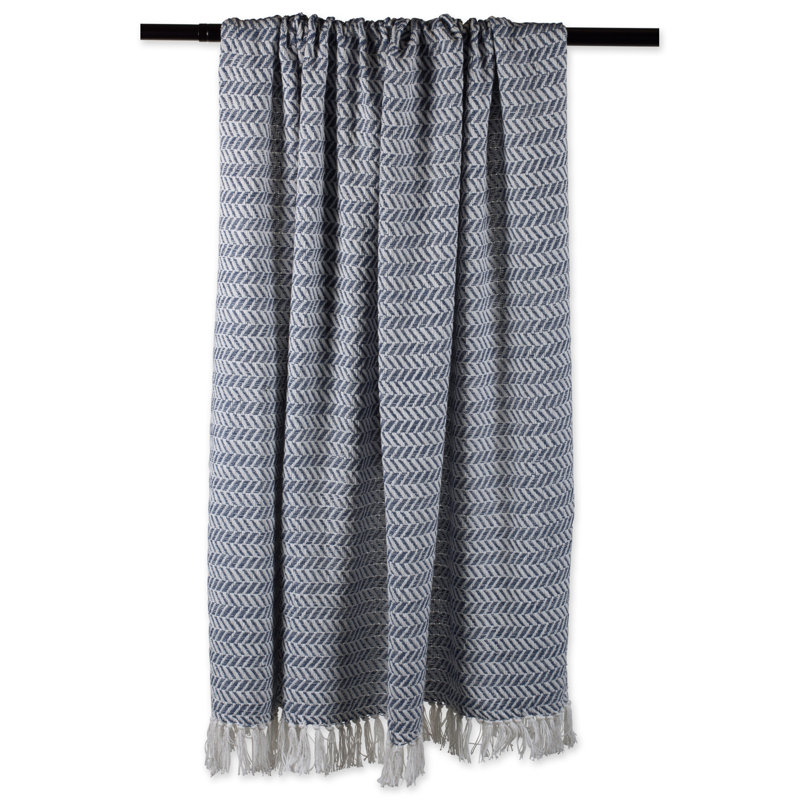  Jeté en coton à chevrons et chevrons, Bleu français