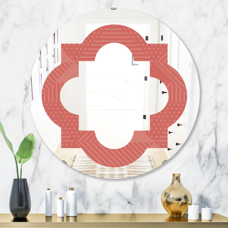 Miroir mural quadrilobe éclectique, H 31,5 po x l po