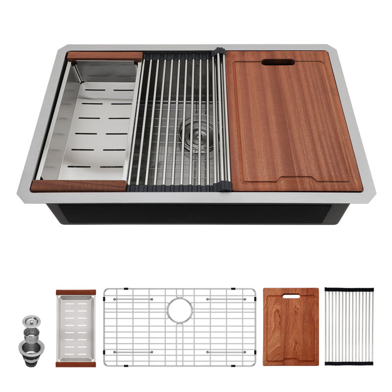 30" Undermount Kitchen Sink - 30*19*9 Inch Single Bowl 16 Gauge Stainless Steel Ledge Workstation Kitchen Sinks