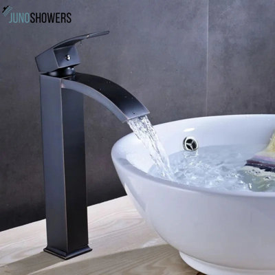 Juno Freestanding Blackened Bronze Single Handle Deck Mount Bathroom Mixer Faucet