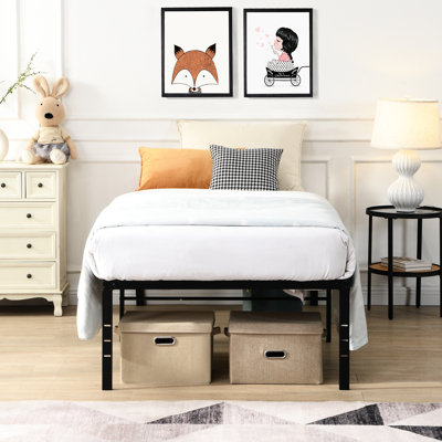 Base de lit simple en métal noir robuste avec assemblage rapide et indolore, fonctionnement silencieux, résistance de 750 livres, mécanisme de support de matelas renforcé, sous-rangement, connexion