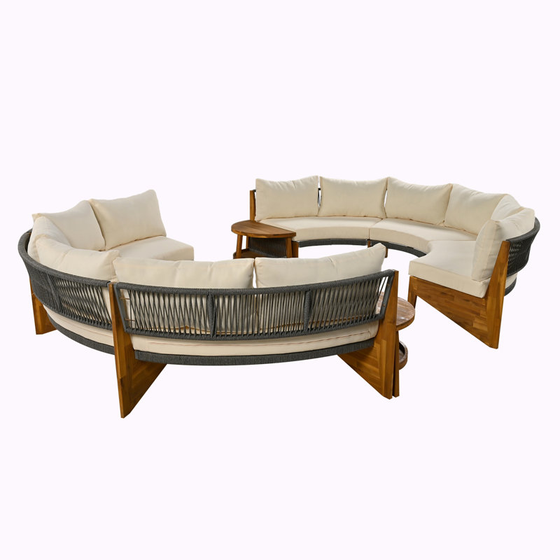 Ensemble de conversation d'extérieur pour 8 personnes avec coussins Rimsha, Beige