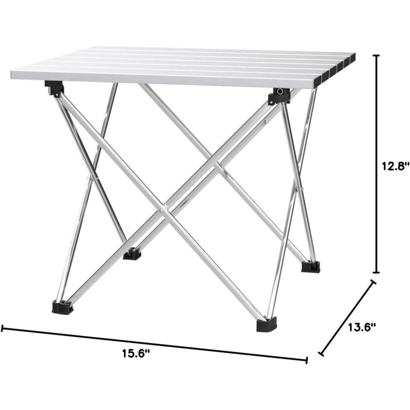Table de camping pliante avec plateau en aluminium pour le sable et sac de transport, Blanc