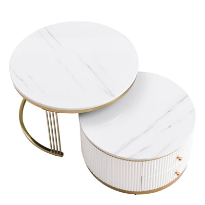 Superbe table basse gigogne blanche 2 pièces Aura