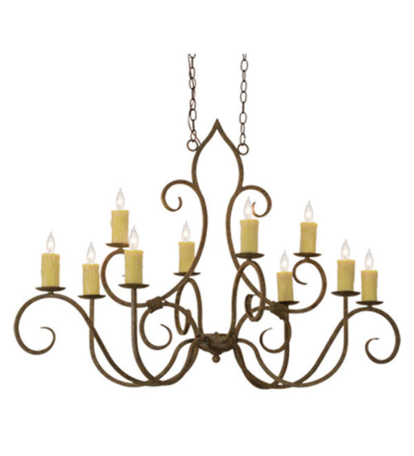 Clifton 10 - Light Chandelier, Organic Rust, No Shade