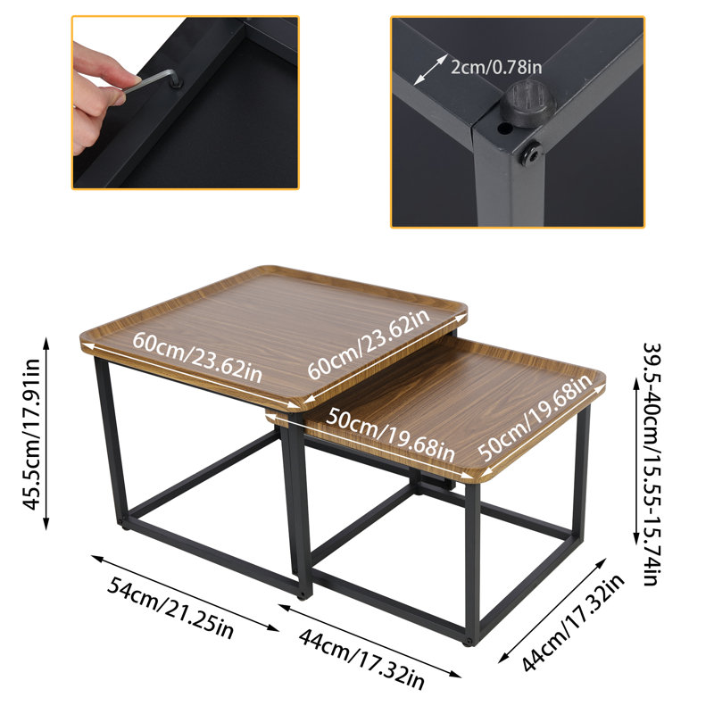  Ensemble de 2 tables d'appoint gigognes