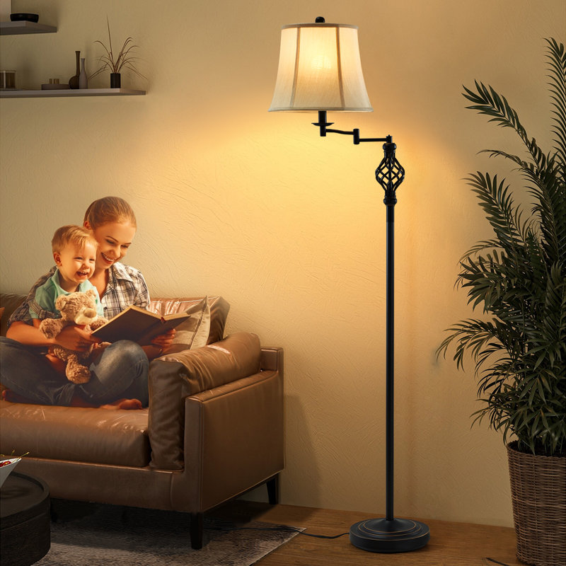 Conferina 64.17"  Adjustable Swing Arm Floor Lamp 3-Color Temperature LED Bulb Included