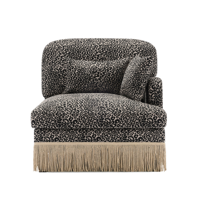 Canapé RSF léopard chenille avec coussins - noir kaki