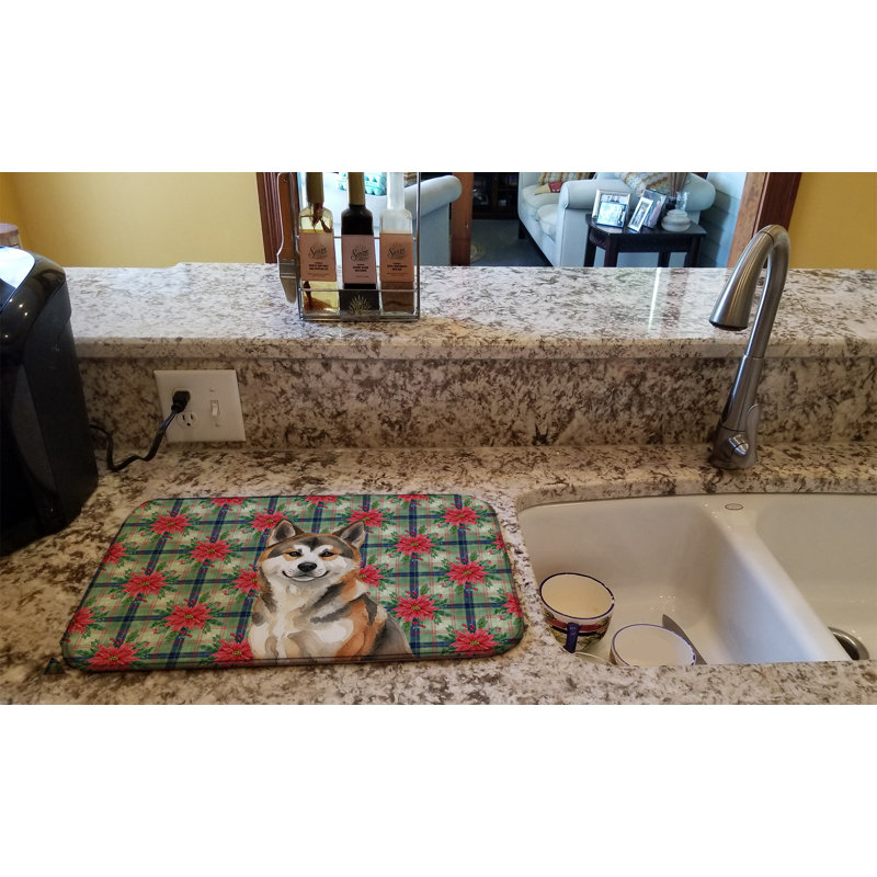 Tapis de séchage Sesame Akita Christmas PoinsettIas
