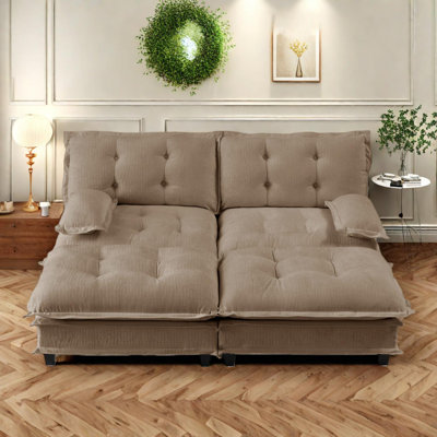 77" Modern Sofa Modular Sectional with Ottomans and Sleeper Function