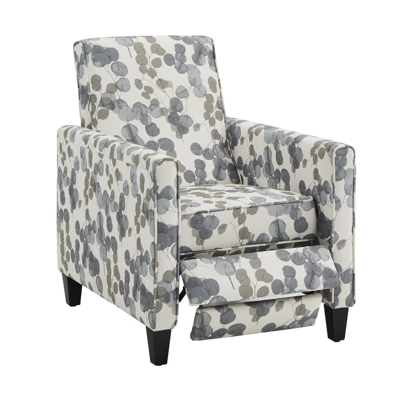 Upholstered Recliner, Abstract Leaf Fabric