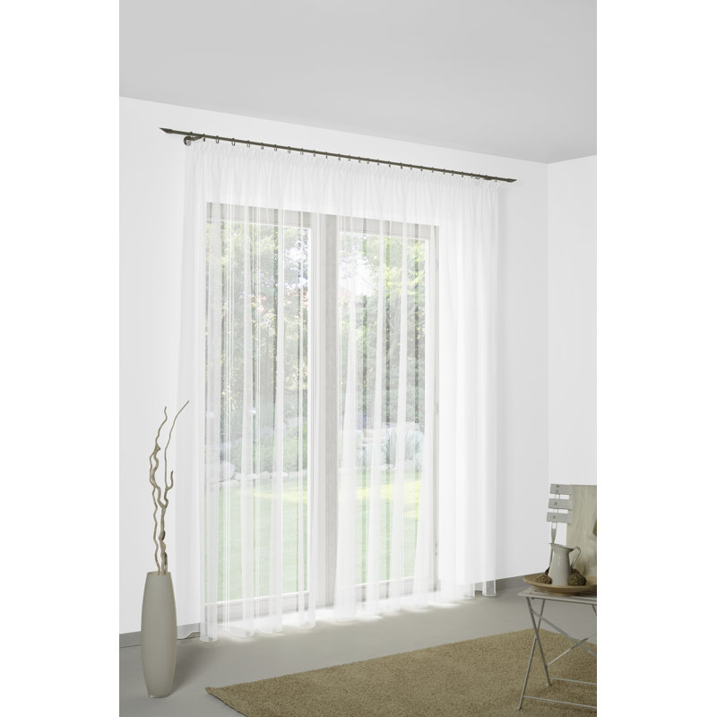 Lambertville Semi Sheer Curtain Single Panel, White, 600 W x 245 D cm