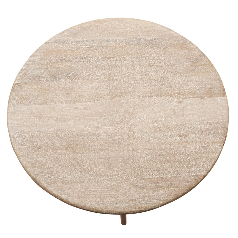 Maciejewski Solid Wood 3 Legs End Table, New White Wash