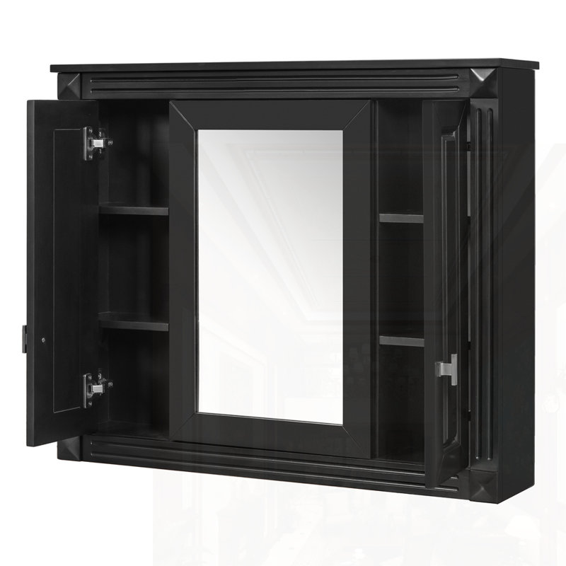 Armoire à pharmacie murale avec 4 tablettes, Noir