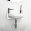 Lavabo de salle de bain mural en céramique blanc 16 x 11 pouces, trou de robinet simple, acide, surface lisse, faible absorption d'eau, résistance à l'apparence moderne, décor