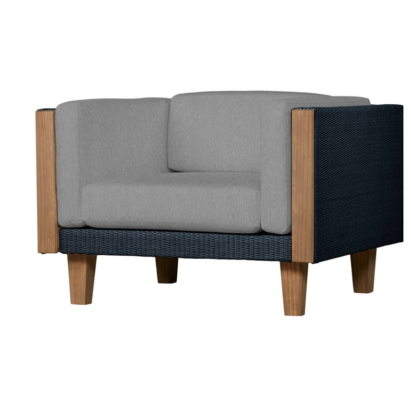 Catalina Outdoor Teak Lounge Chair, Canvas Black Sunbrella® Canvas, Ebony