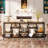 70.9" Extra Long Sofa Table, Rustic Console Table with 4 Tier Storage Shelves For Living Room