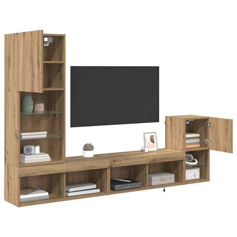 Unfinished TV Stand for TVs up to 24", Artisan Oak