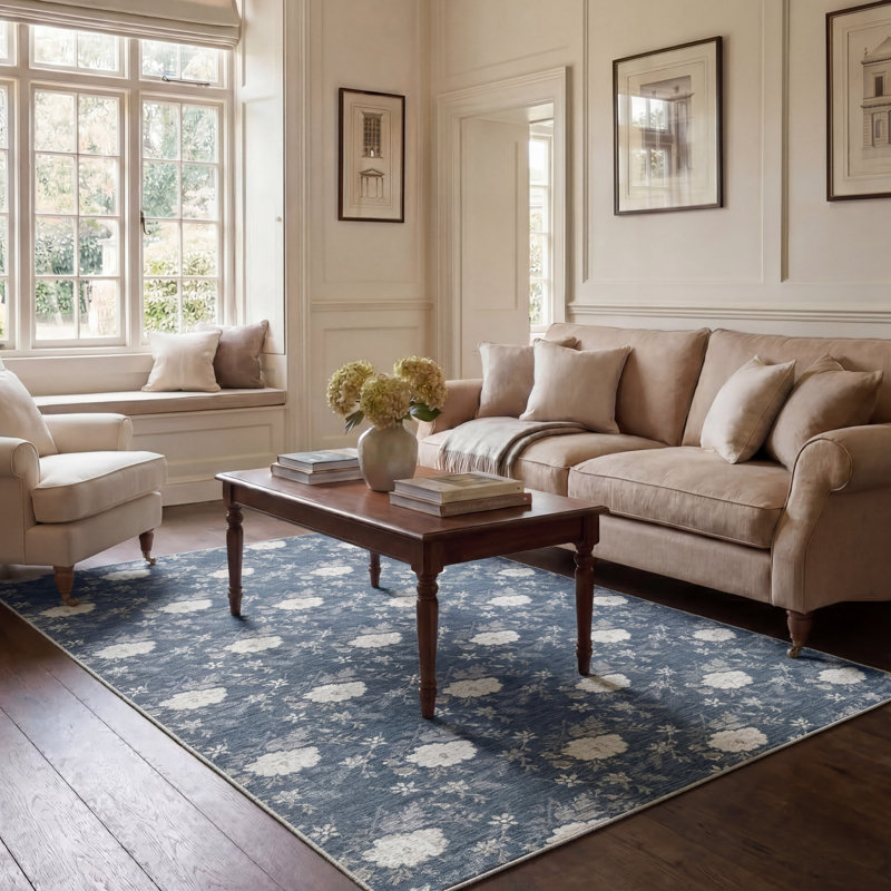 Tapis d'intérieur / extérieur Laura Ashley Doreen, Marine / multicolore, 9 pi x 12 pi