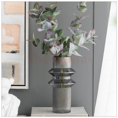 D5.9x11.8inch H Fluted Accent Vases with Ribbed Design, Set of 2, Perfect for Modern and Elegant Home Decor