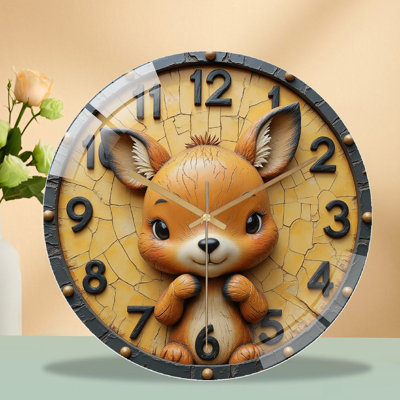Mignonne horloge murale décorative pour animaux - Horloge murale moderne en verre 12 po