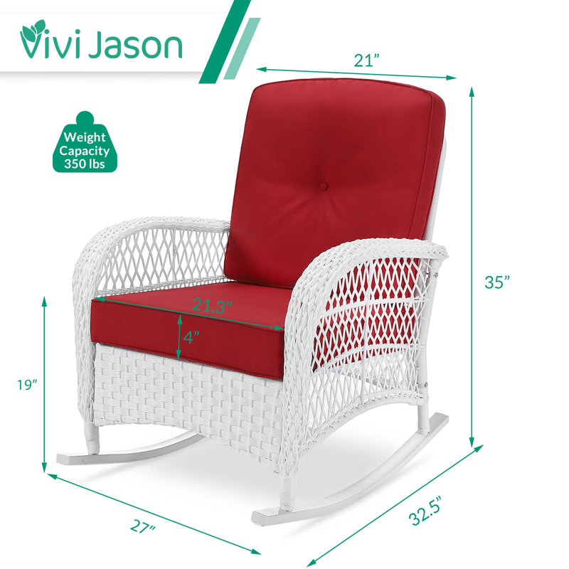 Chaise berçante d'extérieur en osier Cidalina, Rouge