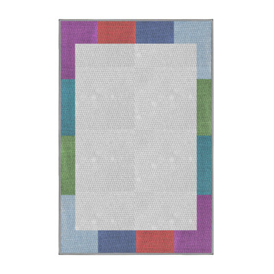 Tapis orange motif/vert/bleu