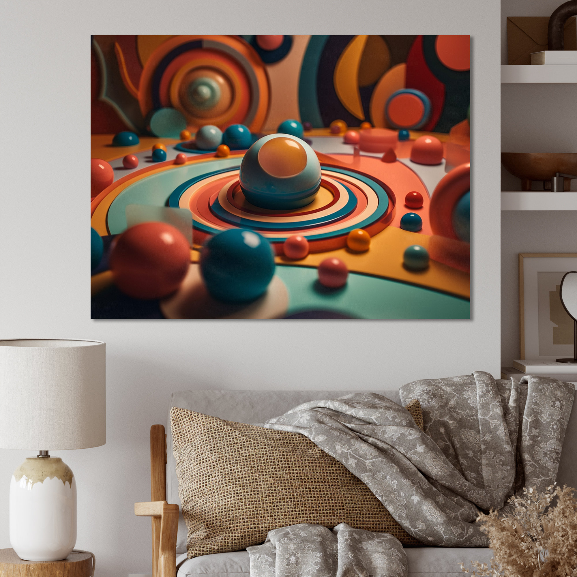Wrought Studio Abstract Shere In Retrofuturistic Pink And Blue ...