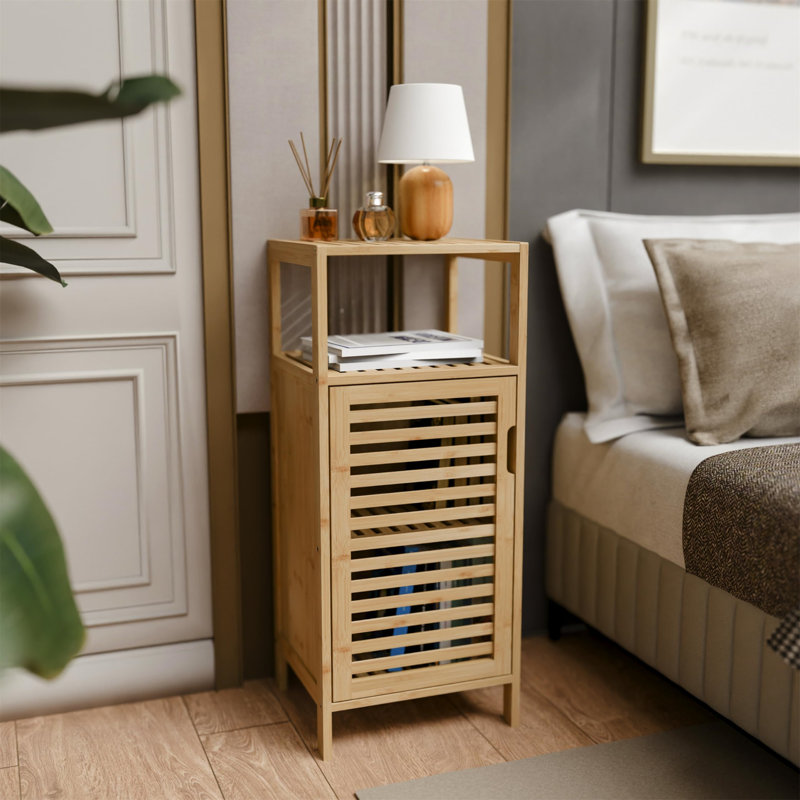 Amaal Bamboo Freestanding Linen Cabinet, Natural