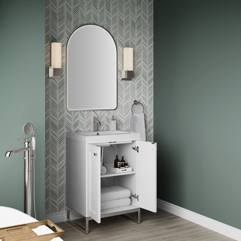 Chianti 23.6'' W Single Vanity, Glossy White, Brushed Nickel